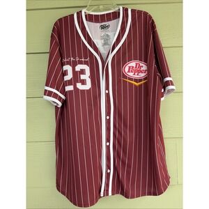 Dr Pepper Soda Maroon Pin Stripe Baseball Jersey Shirt Unisex Adult Mens XL